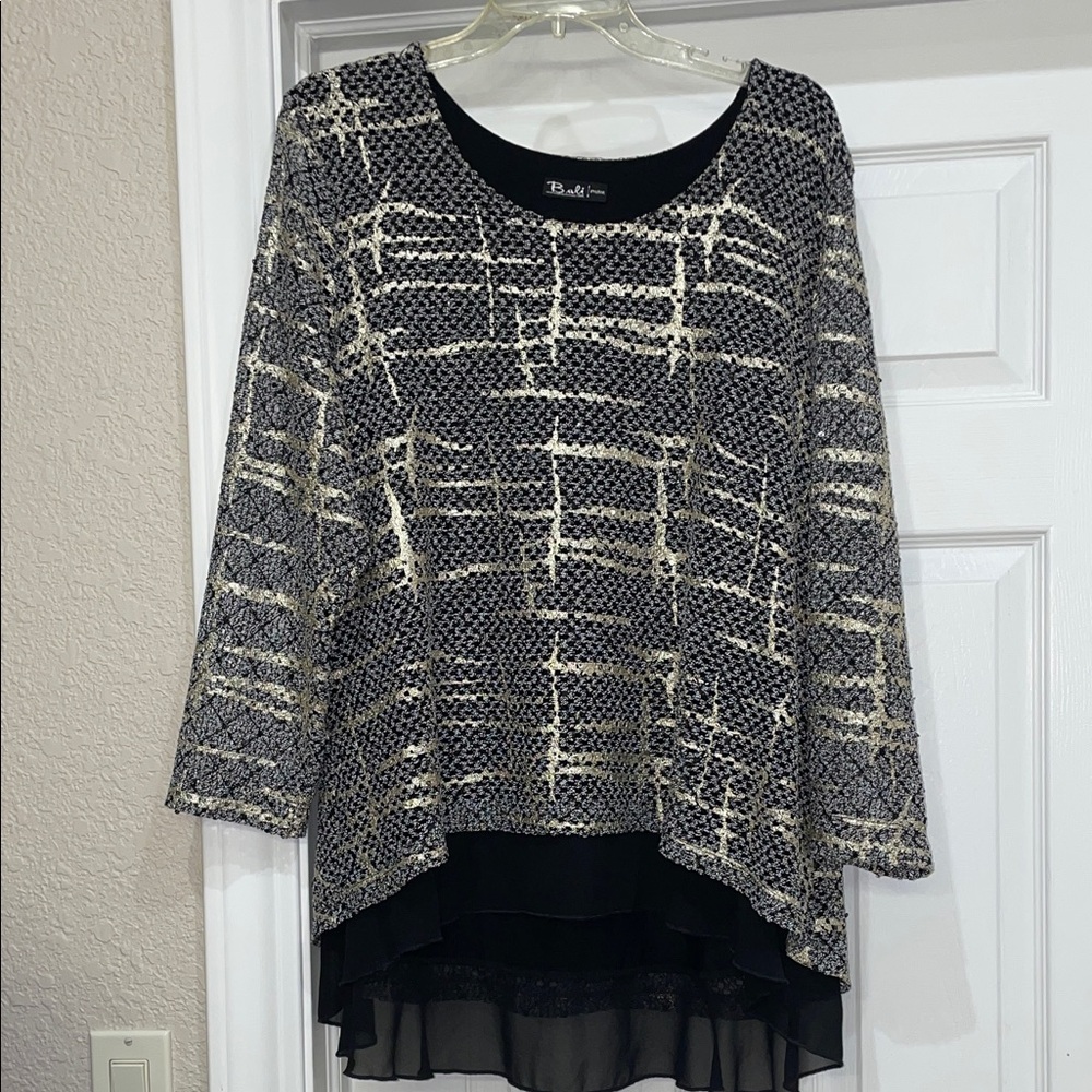 Bali Black and Cream Women's Blouse